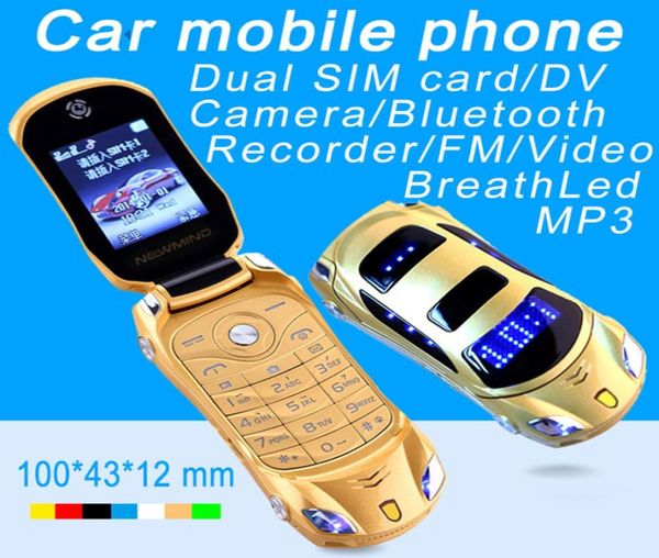 Débloqué Date Arrivée Super Mini téléphones Clé De Voiture Modèle Étudiant Flip Luxe Téléphone Mobile Enfantsd039s Jouet Double Carte SIM Cartoon3226758