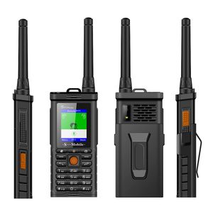 Desbloqueado PTT Teléfono móvil Banco de energía UHF Hardware Intercomunicador Walkie Talkie SOS Dial Tarjeta SIM dual Linterna FM Clip de cinturón Teléfono celular a prueba de golpes al aire libre