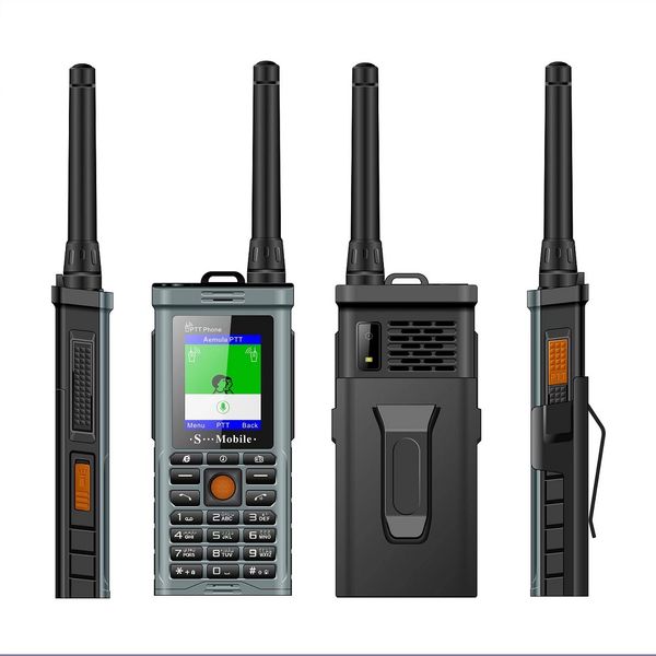 Teléfono móvil PTT desbloqueado Banco de energía UHF Hardware Intercomunicador Walkie Talkie SOS GSM Dial Tarjeta SIM dual Linterna Clip para cinturón Teléfono móvil a prueba de golpes al aire libre