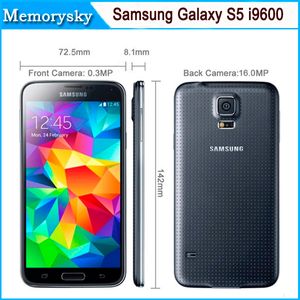 Ontgrendeld Samsung Galaxy S5 I9600 4G LTE 2GB RAM 16GB ROM G900F G900A G900T 16MP CAMERA QUAK CORE 5.1 ​​