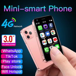 Ontgrendeld Soja XS12 Kleine Smartphone Mobiele telefoons Google Player 3 GB RAM 64 GB ROM 4G LTE 3.0 "MTK6739V Quad Core Android 9.0 Gezichts-ID Pocket Mini Mobiel