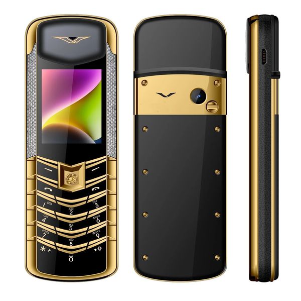 Téléphone portable diamant en acier inoxydable débloqué, luxe, Business, classique, Signature en métal, GSM, double carte SIM, appareil photo, Bluetooth, FM, Mp3, quadri-bande, étui gratuit