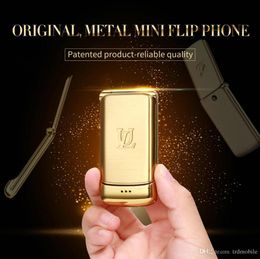 Ontgrendeld V9 Mini Flip Mobile Telefoon 154 inch Small Feature Telefoons Wireless Bluetooth Dialer FM MP3 Metal Case mobiele telefoon GSM Global6509618