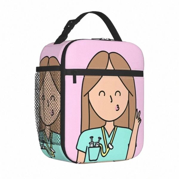 Bolsas de almuerzo con aislamiento sin nombre Bolsa más fresca Almuerzo Ctainer Enfermera En A Doctor Nurse Medical Health Tote Lunch Box College 373L #