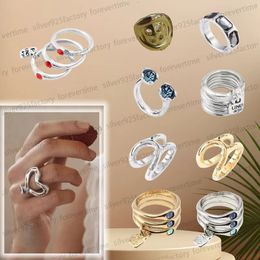 UNOde50 Anillo de boda de diseñador para mujer, diseño de regalo de moda, anillo abierto de plata 925 con cristal rosa y azul, joyería popular para personas mayores en Europa y América