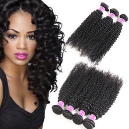 Non transformés 8A Brésilien Vierge Cheveux Vendeur Soyeux Crépus Bouclés Bundles de Cheveux Humains Remy Péruvien Malaisien Indien Vierge Extensions de Cheveux Trames