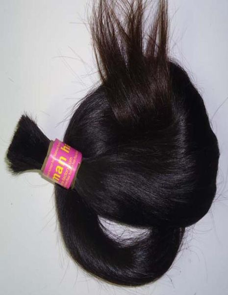 Pelo brasileño sin procesar del pelo humano recto a granel para trenzar el pelo negro natural 100g6412018