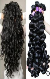 Non transformés brésiliens humains Remy cheveux vierges vague lâche cheveux tisse extensions de cheveux couleur naturelle 100gbundle double trames 3Bundle7345234