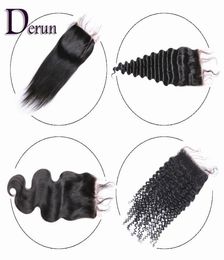 Cheveux humains brésiliens péruviens malaisiens indiens non transformés 4quotx4quot Top Lace Closure Body Wave Deep Wave Straight Kinky Cur8653764