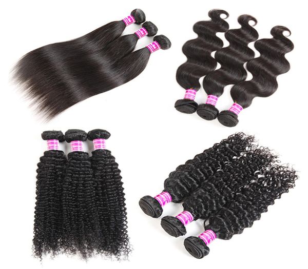 Paquetes rectos de cabello virgen brasileño sin procesar, cabello humano Remy teje proveedores de extensiones de cabello humano ondulado 9933224