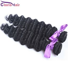Onverwerkte Diepe Wave Haar Weave 2 stks Maleisische Virgin Curly Hair Extensions 100% Menselijk Haar Diepe Krullen Dubbele inslag Bundels Drop Shipping