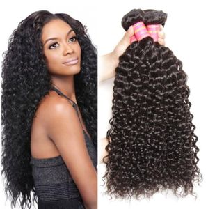 El pelo rizado de Jerry del pelo humano de Remy de la India sin procesar teje las extensiones del pelo Color natural 100gbundle Tramas dobles 3Bundles9156706