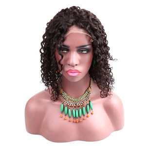 Greatremy péruvienne moitié main attachée perruques de cheveux humains pour les femmes afro-américaines profonde vague bouclée remyhair pleine dentelle perruques 150 densité