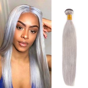 Paquetes de cabello humano gris Brasileño 100% sin procesar Remy Hair Ombre Soft Body Weaves 3/4 Bundle Virgin Healthy Extensions para Blake Woman