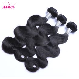 Peruviaanse Virgin Haar Weave Body Wave Golvend 3/4 Bundels Lot Onverwerkte 7A Peruviaanse Remy Menselijk Hair Extensions Natural Black 1B # Dubbele Werksen