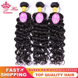Paquetes de ondas de agua de cabello virgen peruano de calidad superior Color negro natural 100% Cabello humano crudo que teje 12 a 28 Envío gratis Queen Hair Products