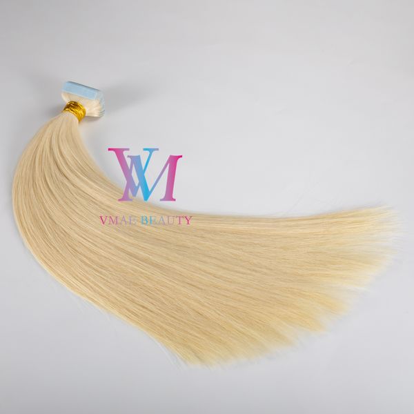 Bande d'extension de cheveux humains vierges Remy non transformés, 100g, en blond brun naturel indien, Double tirage droit