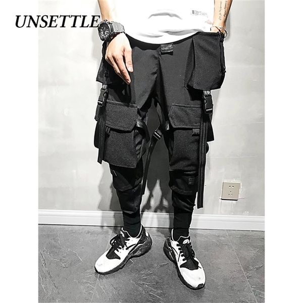 UNSETTLE SS Hommes Poches multiples Cargo Sarouel Hip Hop Casual Male Ninja Tatical Joggers Pantalon Streetwear Neuvième pantalon 201128