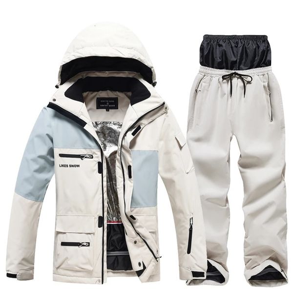 Unsex cores combinando homem mulher neve wear à prova dwaterproof água terno de esqui conjunto snowboard roupas ao ar livre trajes jaquetas e calças de inverno 240111