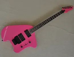 Ongewone vorm roze body elektrische gitaar met zwarte hardware kan worden aangepast