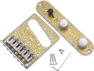 Placa de puente de sillín de 6 cuerdas para guitarra eléctrica de Metal Unxuey con placa de Control de interruptor de 3 vías y tornillos de entonación para guardabarros