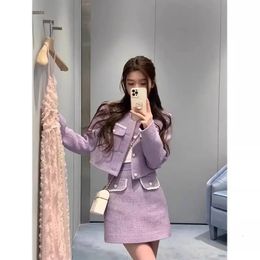UNXX printemps automne femmes français inspiré élégant SaltStyle Chic violet jupe ensemble sophistiqué dame tenue femme fille 240226