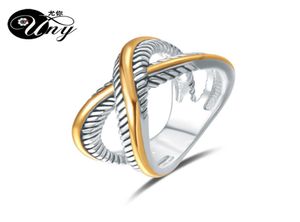 Uny Ring David Vintage Designer Modemerk Rings Women Wedding Valentine Gift Ring Two-Colour Plating Twisted Cable Rings 2103102213250