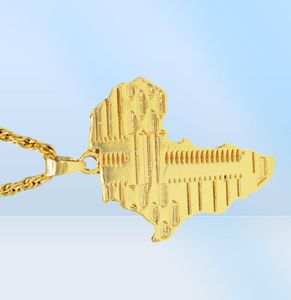 UODESIGN -merk Hiphop Africa ketting goudkleur hangende keten Afrikaanse kaartcadeau voor menwomen Ethiopische sieraden trendy9353648