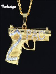 UoDesign Hip Hop Gun Pendante Femmes hommes Bijoux en gros Kolye Gold Color Collier avec Hiphop Chain1573166