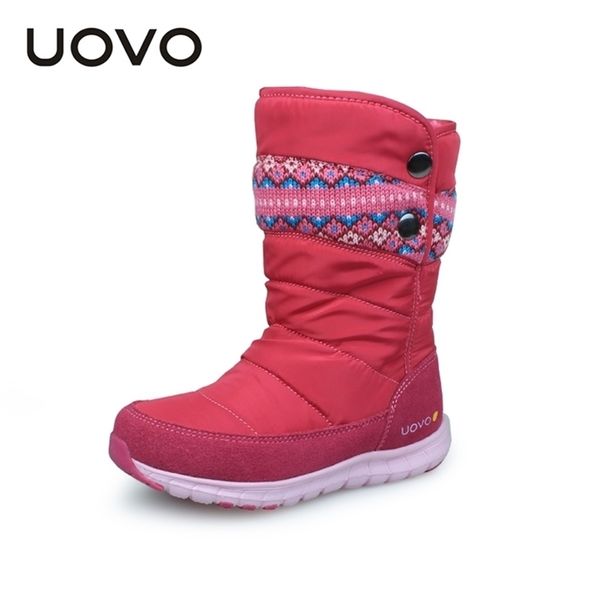 UOVO Botas de invierno para niñas Marca Moda Niños Zapatos Botas de goma cálidas para niños Niñas Botas de nieve Princesa Tamaño 27 # -37 # LJ201202