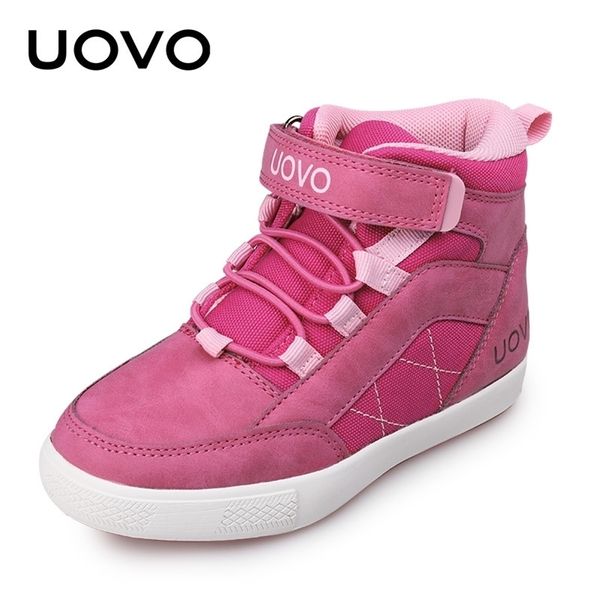 UOVO Brand Girls Shoes 2020 Nuevo Otoño Invierno Niños Zapatos para caminar Moda Calzado para niños Cálidos Zapatillas de deporte Tamaño 28 # -37 # LJ201027