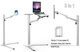 UP-8 support de sol multifonction 3 en 1 pour ordinateur portable/tablette PC/smartphone, hauteur/Angle réglable avec plateau de souris