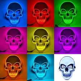 Disfraces Up Mascares de calavera de miedo de Led Led Halloween Máscara de cosplay brillante para suministros de fiestas de Hallowmas Favor Favle Splies