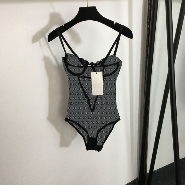 ARRIBA DE MUJERES BUSTIER Corsé Bodysuit Letters Borded Tul Lace Body Corsets Tops Sexy Black Bottoming Bra Ver a través de ropa interior de lencería