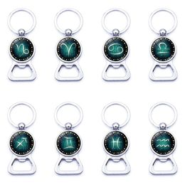 Mise à jour 12 Constell porte-clés Horoscope signe été bière décapsuleur porte-clés anneau accessoires de mode