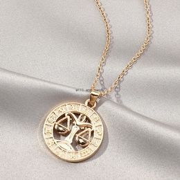 ACTUALIZACIÓN 12 Signo del zodiaco Collar Moneda Gld Cadena Aries Tauro Colgantes Encanto Signo de estrella Gargantilla Astrología Collares para mujeres Joyería de moda Will y Sandy