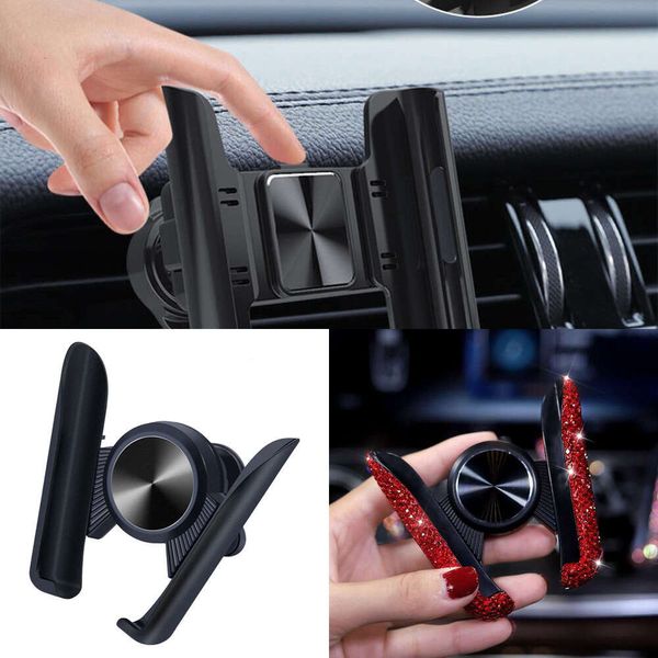 Actualización de tablero ostentoso, cristal, diamantes de imitación, soporte para teléfono para salida de aire de coche, accesorios interiores, soporte para teléfono con diamante