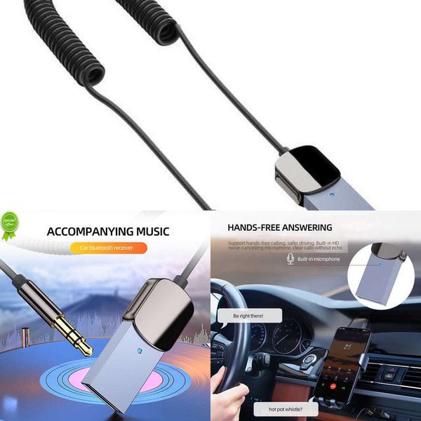 Actualización de Kit de coche Bluetooth, adaptador auxiliar USB a conector de 3,5 Mm, Audio Aux, Bluetooth 5,0, manos libres para receptor de coche, transmisor BT