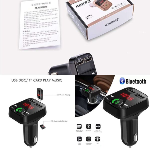 Actualización Kit de Coche Manos Libres Inalámbrico Bluetooth Cargador Rápido Transmisor FM LCD Reproductor Mp3 Cargador USB 2.1A Accesorios Receptor de Audio Manos Libres