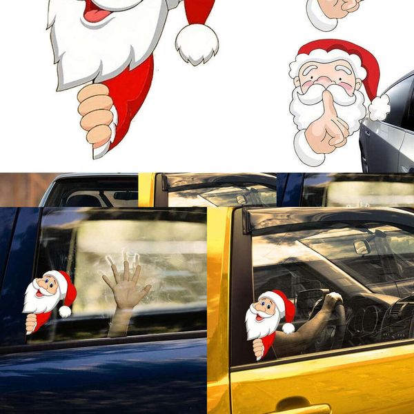 Actualización de Navidad para pegatina, pegatinas de decoración automotriz, calcomanía divertida de Papá Noel para ventana de coche