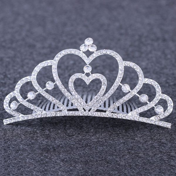 Atualização de cristal noiva coroa tiara pente diamante coração bandana headdress nupcial strass pentes casamento aniversário pageant festa moda jóias