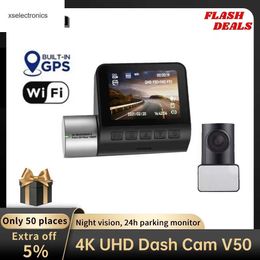 Update dashcam 4K GPS wifi 24 uur parkeermonitor dash cam nacht visie dubbele camera voor auto videorecorder rug dvr voor en achter 2 dvrs auto dvr