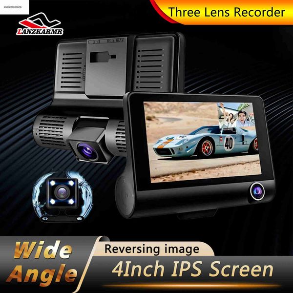 Actualización DashCam coche DVR 4 pulgadas Full HD 1080P 3 lentes grabadora de vídeo para automóvil 170 cámara monitoreo de estacionamiento videocámara de visión nocturna coche DVR