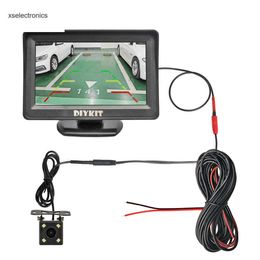 Mise à jour DIYKIT 4.3 pouces voiture miroir moniteur véhicule vue arrière inverse sauvegarde voiture LED caméra vidéo système de stationnement Installation facile voiture DVR