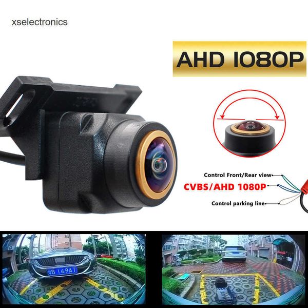 Actualización FishEyes Ccd visión nocturna AHD 1080P cámara de visión trasera de coche gran angular cámara frontal automática de marcha atrás asistencia de estacionamiento Universal DVR para coche