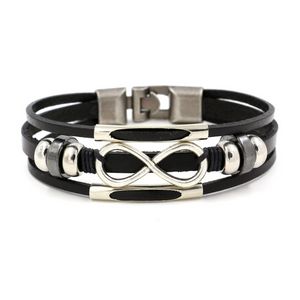 MISE À JOUR Véritable En Cuir Infinity Charme Bracelet Wrap Bracelets Bracelet Bracelet Poignets pour Femmes Hommes Mode Bijoux Cadeau De Noël