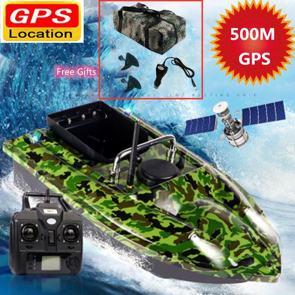 Mise à jour GPS Auto Return Fishing Bait Boat Intelligent Wireless Remote Control 500M Distance 1.5KG Loading High Speed Dual Lights 201204