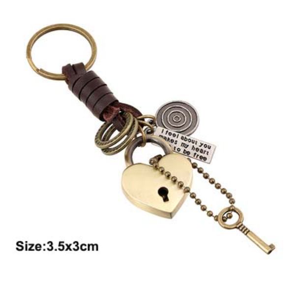 Mise à jour coeur porte-clés Antique argent lettre étiquette porte-clés sac accroche bijoux de mode