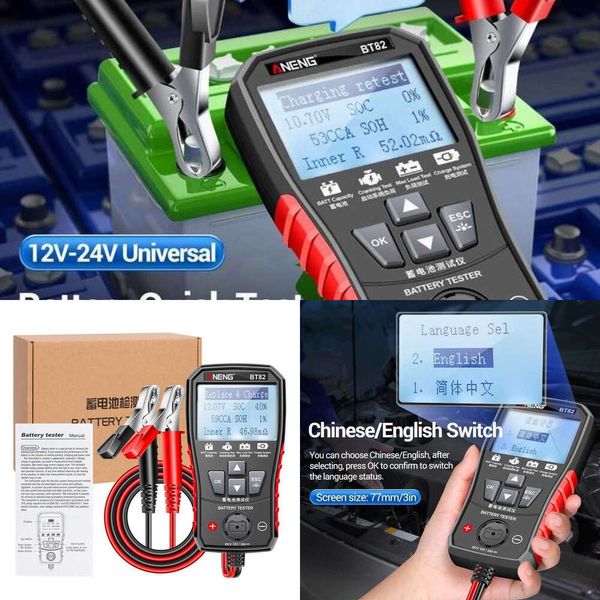 Mise à jour de l'instrument de Diagnostic multifonction, batterie au plomb, analyseur de charge de démarrage, testeur de chargeur de batterie 12V 24V