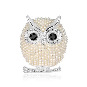 Update Pearl Owl Broche Pins Silver Gold Bird Broches Business Suit jurk Tops Corsage For Women Men Men Mode Jewelry Will en Sandy